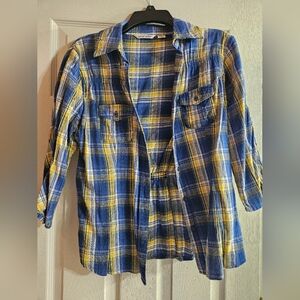 3/4 length sleeve flannel shirt